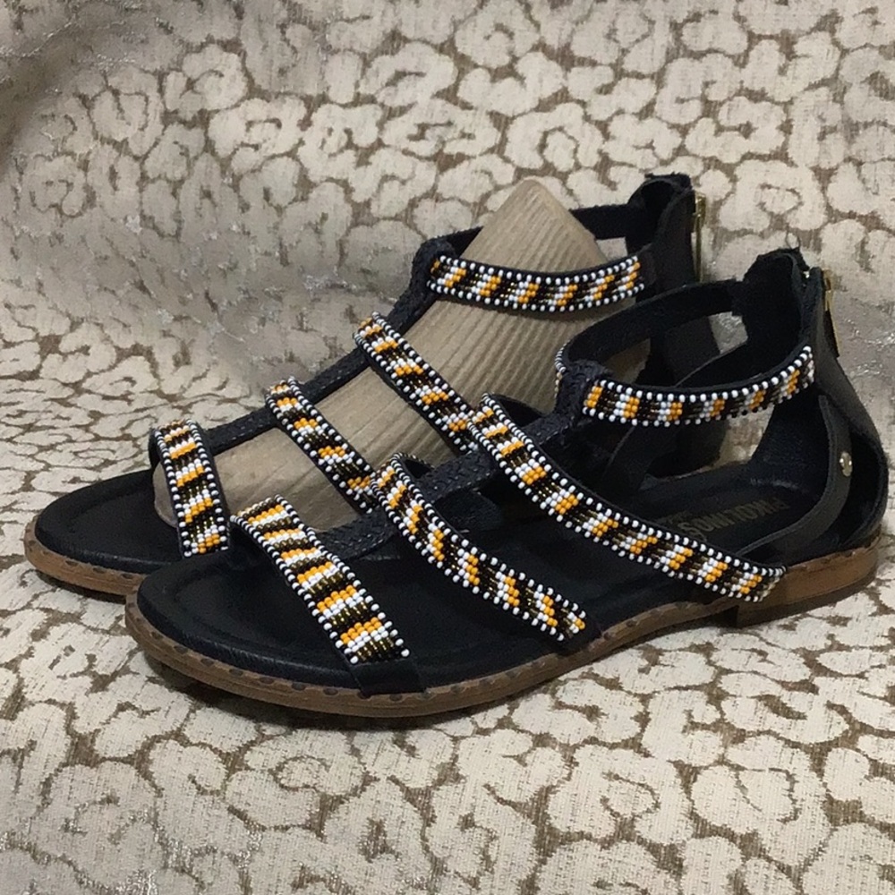 Pikolinos Solidarity Algar Beautiful Leather Beaded Gladiator Sandals Sz 37 Mint